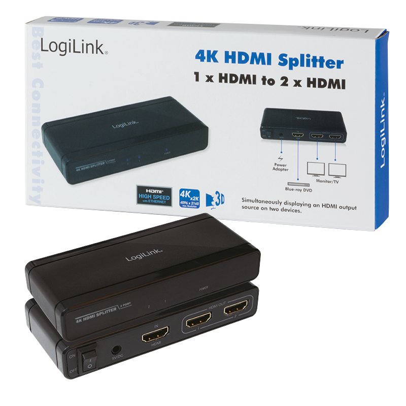 Bekijk afbeelding 2 van LogiLink HDMI 1 in / 2 uit splitter 4K